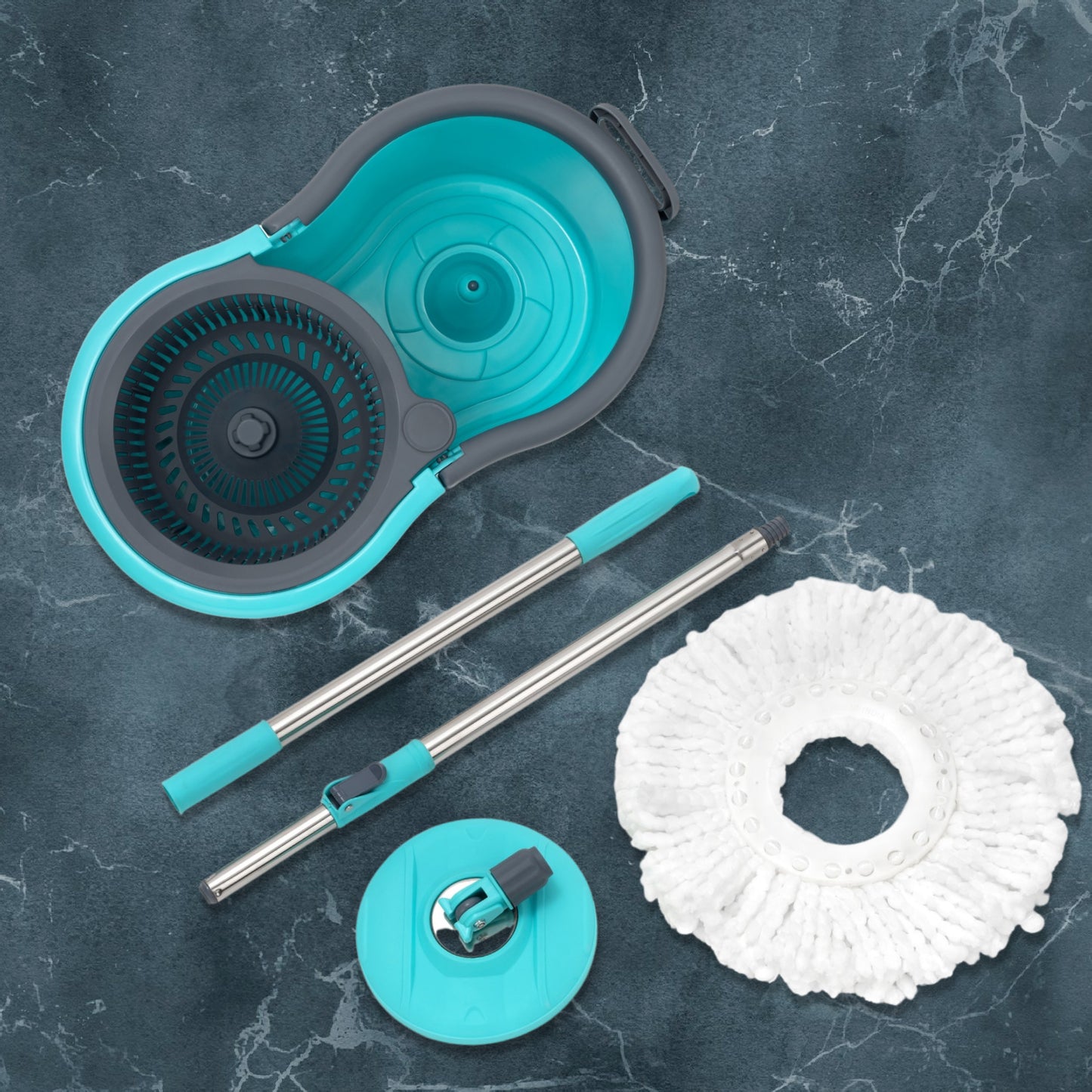 Quick Spin Mop Plastic Spin Bucket Floor Cleaning Easy Wheels  Big Bucket Floor Cleaning Mop With Bucket - Happy Price - Image 6