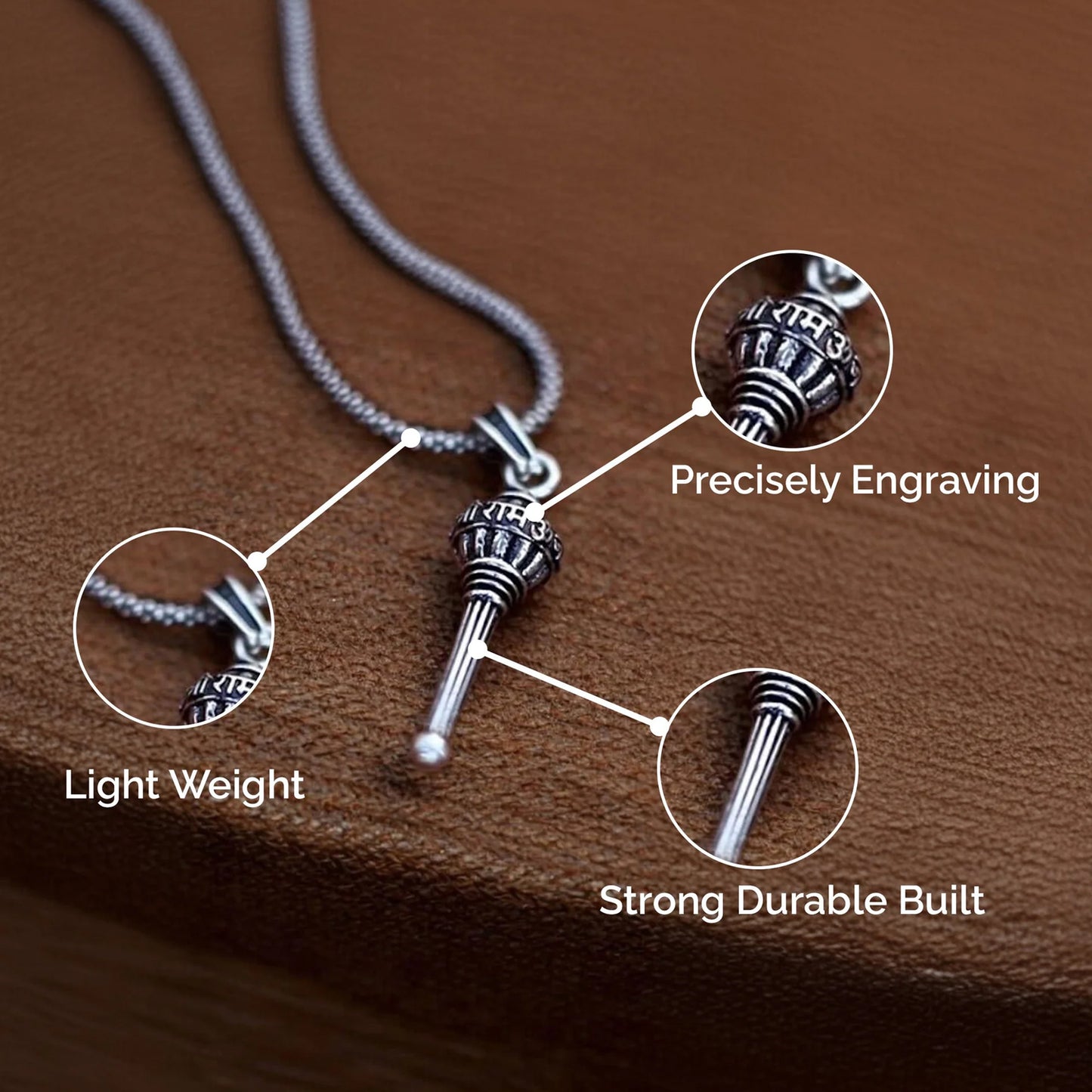 Lord Hanuman Gada Pendant with Chain (1 Pc)