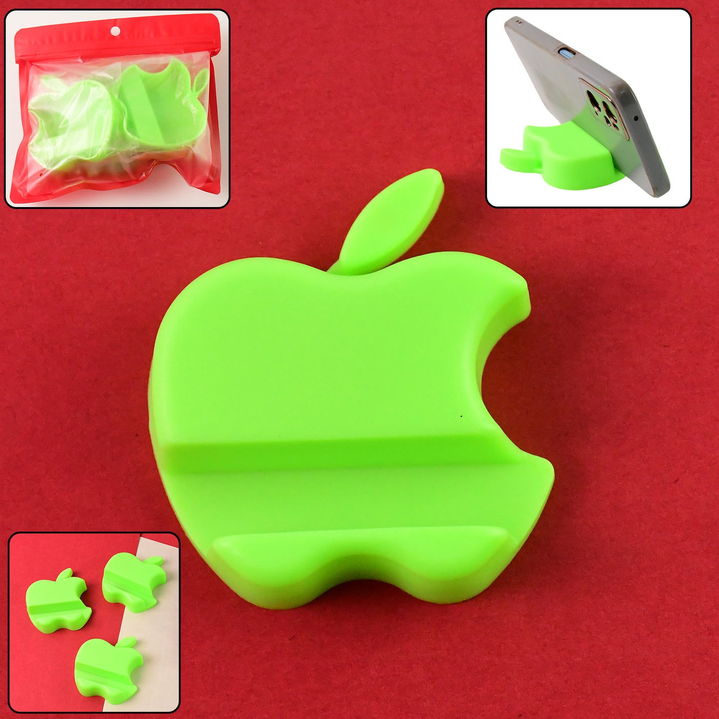 Apple-shaped Plastic Mobile Phone Holder (3 Pc  Mix Color) - Happy Price - Image 2