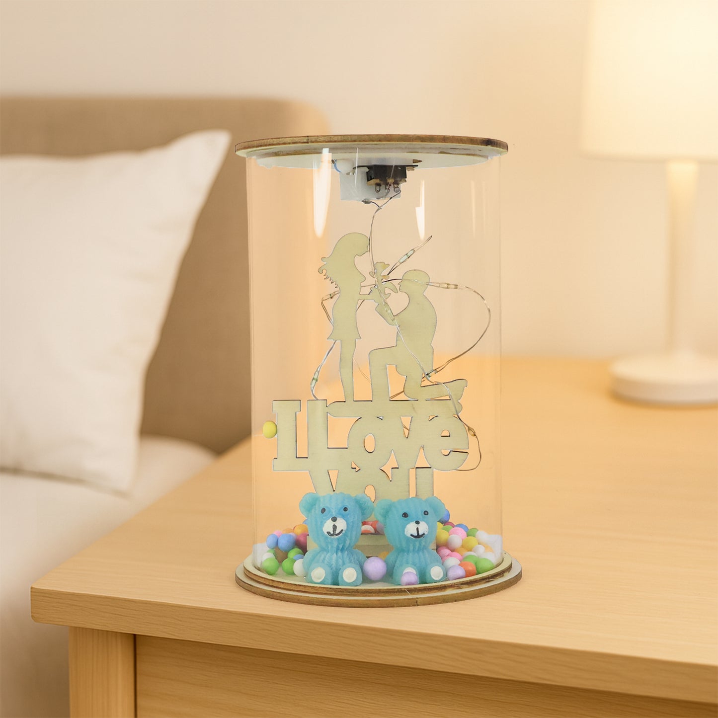Love You LED Showpiece with Bear & Colorful Lights (1 Pc) - Happy Price - Image 6