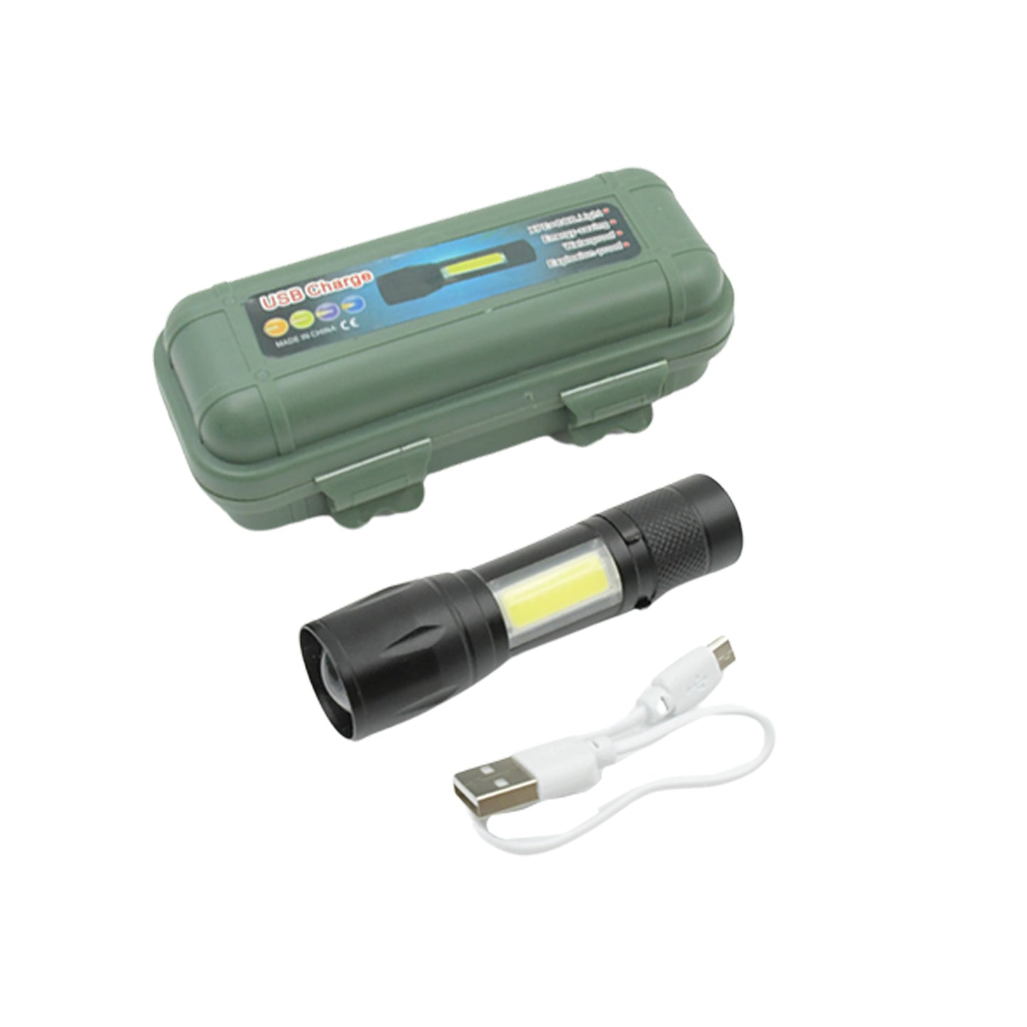 Led Flashlight Rechargeable Usb Mini Torch Ultra Brightest Zoom Flash Light Handheld Pocket Compact Portable Tiny Lamp With Cob Side Lantern High Power Tactical Travel Emergency Flashlights - Happy Price - Image 3
