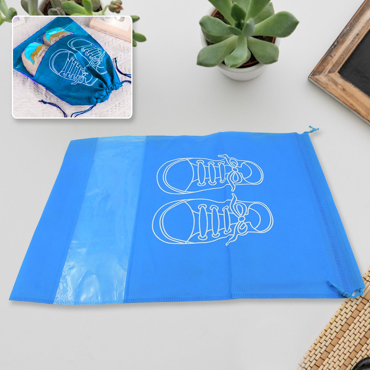 Beach Bag Shoes Storage Bag Closet Organizer Non-woven Travel Portable Bag Waterproof Pocket Clothing Classified Hanging Bag Shoe Bag Luggage Travel Portable Shoe Pouch Non Woven Transparent Window (3 Pc ) - Happy Price - Image 3