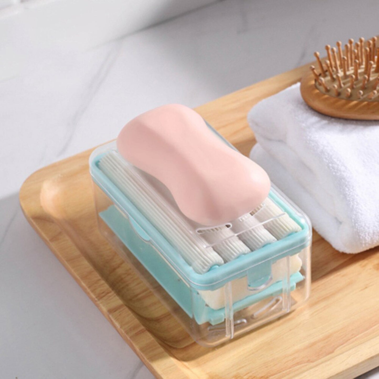 2-in-1 Portable Soap Dish  Soap Dispenser With Roller And Drain Holes Multifunctional Soap Holder Foaming Soap Bar Box For Home Kitchen Bathroom - Happy Price - Image 2