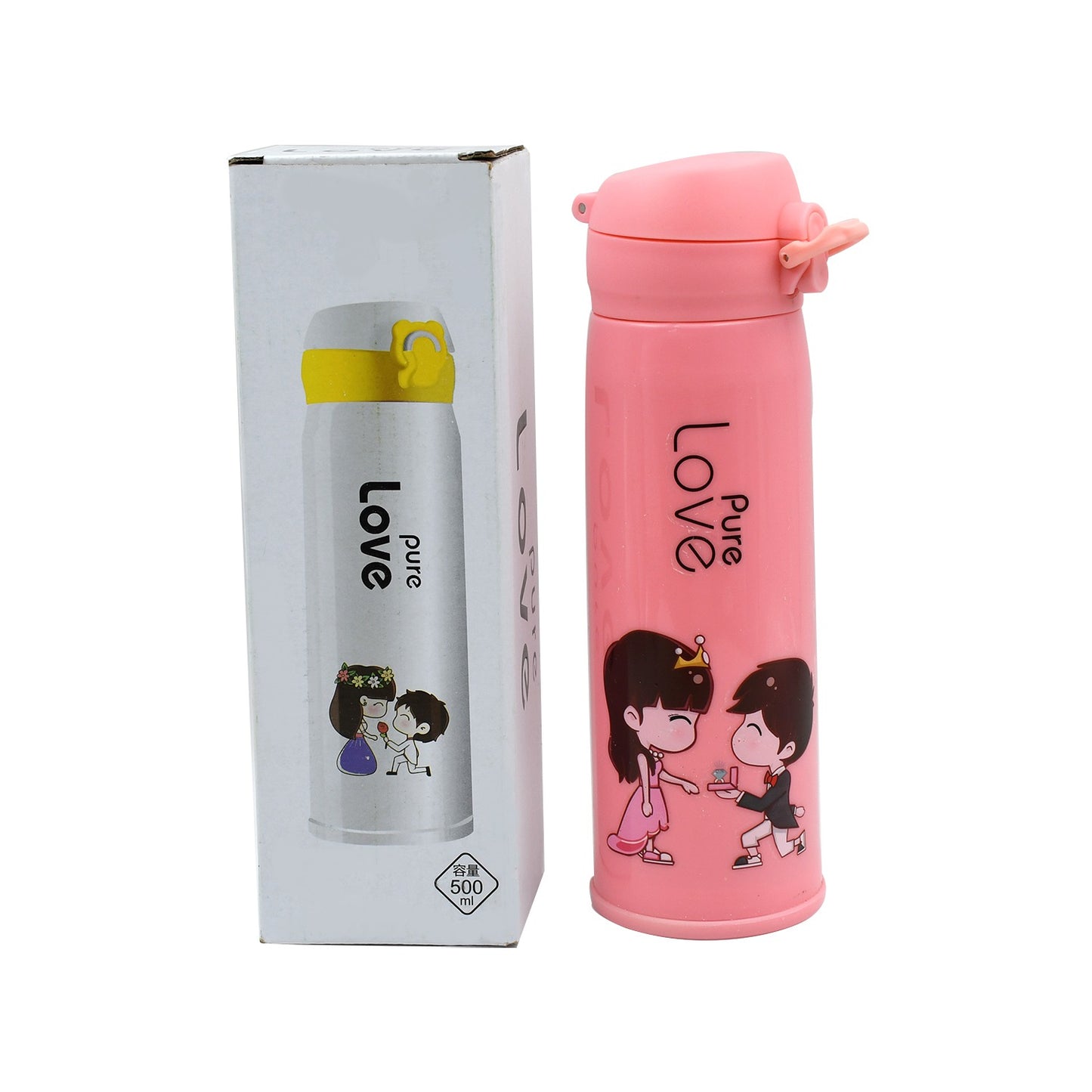 Pure Love Outdoor Sport Water Bottle 500ml Leak Proof Bpa-free For Travel Cold And Hot Water Glass Water Bottle With Daily Water Intake For Gym And Children Fridge For Home Office School (Moq - 80 Pc) - Happy Price - Image 4