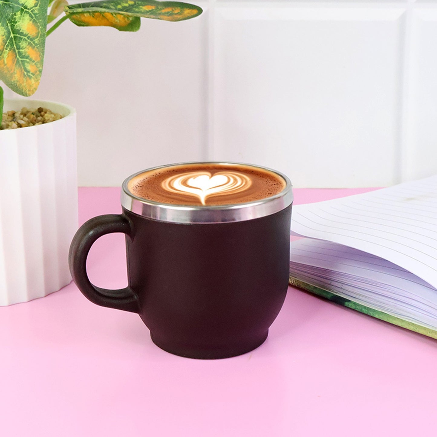 Apex 6 Pc Double Wall Stainless Steel Cappuccino Mugs Set, 100 ML Each, Brown Finish - Happy Price - Image 5