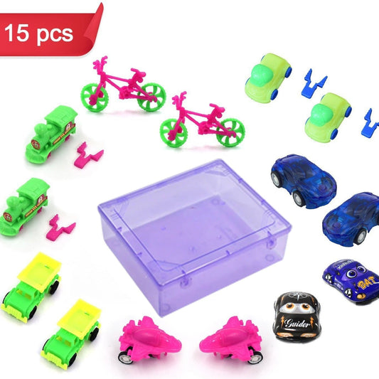 Toys For Kids Friction Powered Vehicle Toy For Baby Push  Go Toys Combo Set For Boys  Girls ( Pack Of 15) - Happy Price - Image 1