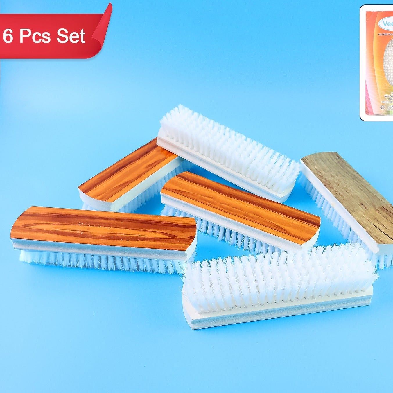 Veepee 6-piece Washing And Cleaning Scrub Brush Set  (Multi-color Bristles) - Happy Price - Image 1