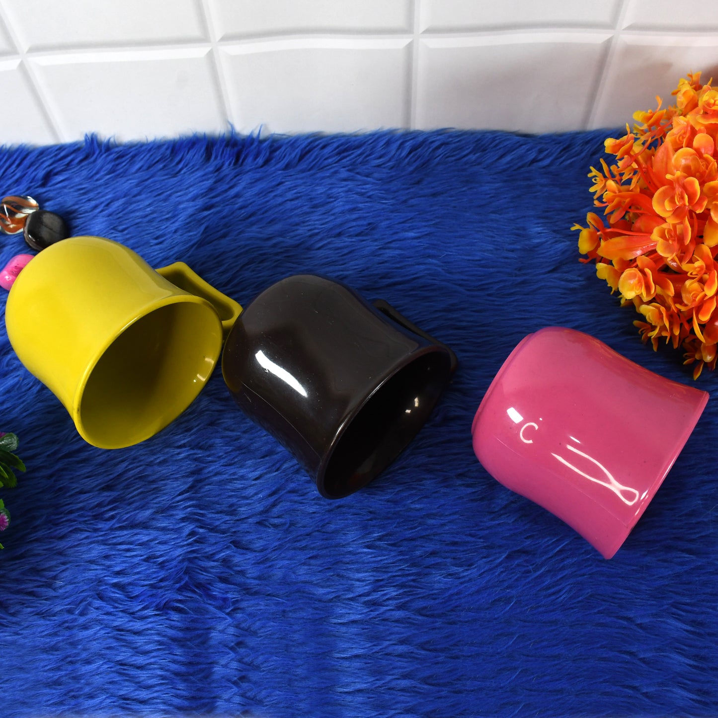 Premium Plastic Coffee  Tea Cups  Mug With Handle (1 Pc  With Color Box  Mix Color) - Happy Price - Image 3