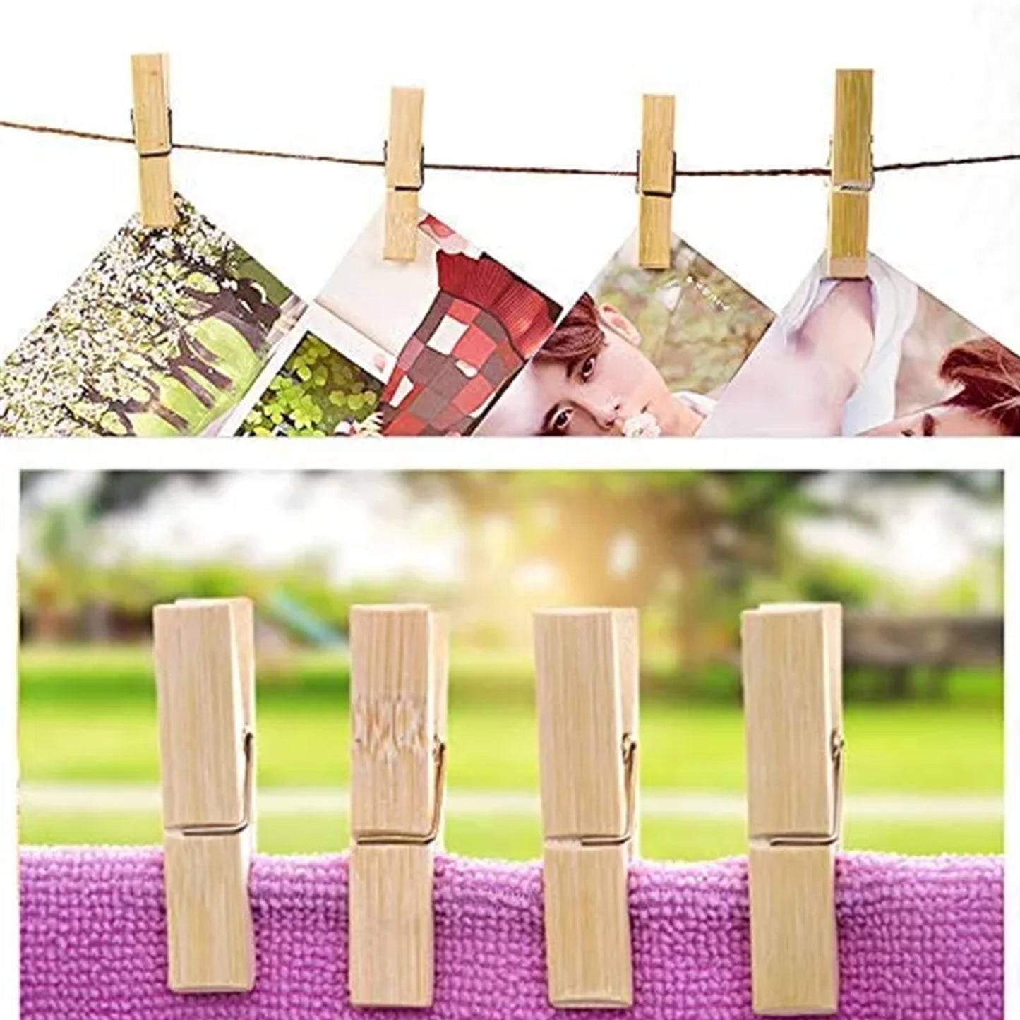 Multipurpose Wooden Heavy Clip (20 Pieces) For Clothespin  Dryer Hanger Photo Paper Peg Pin Craft Clips For School Arts Crafts Decoration - Happy Price - Image 2