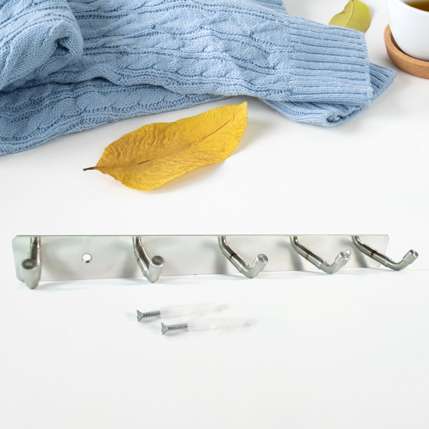 Stainless Steel Wall Mounted Coat 5 Hook Rack (26x3  1 Pc) - Happy Price - Image 2