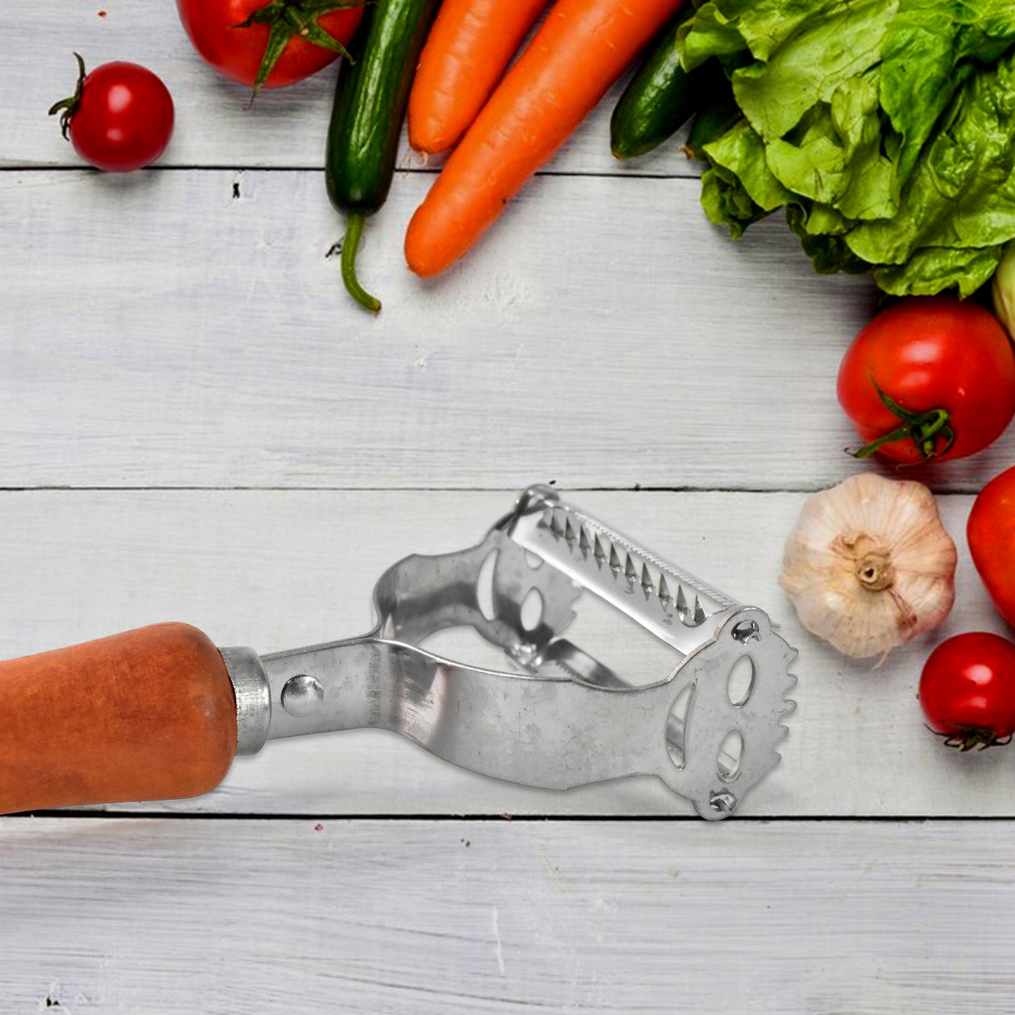 Vegetable And Fruit Peeler With Wooden Handle (1 Pc) - Happy Price - Image 3