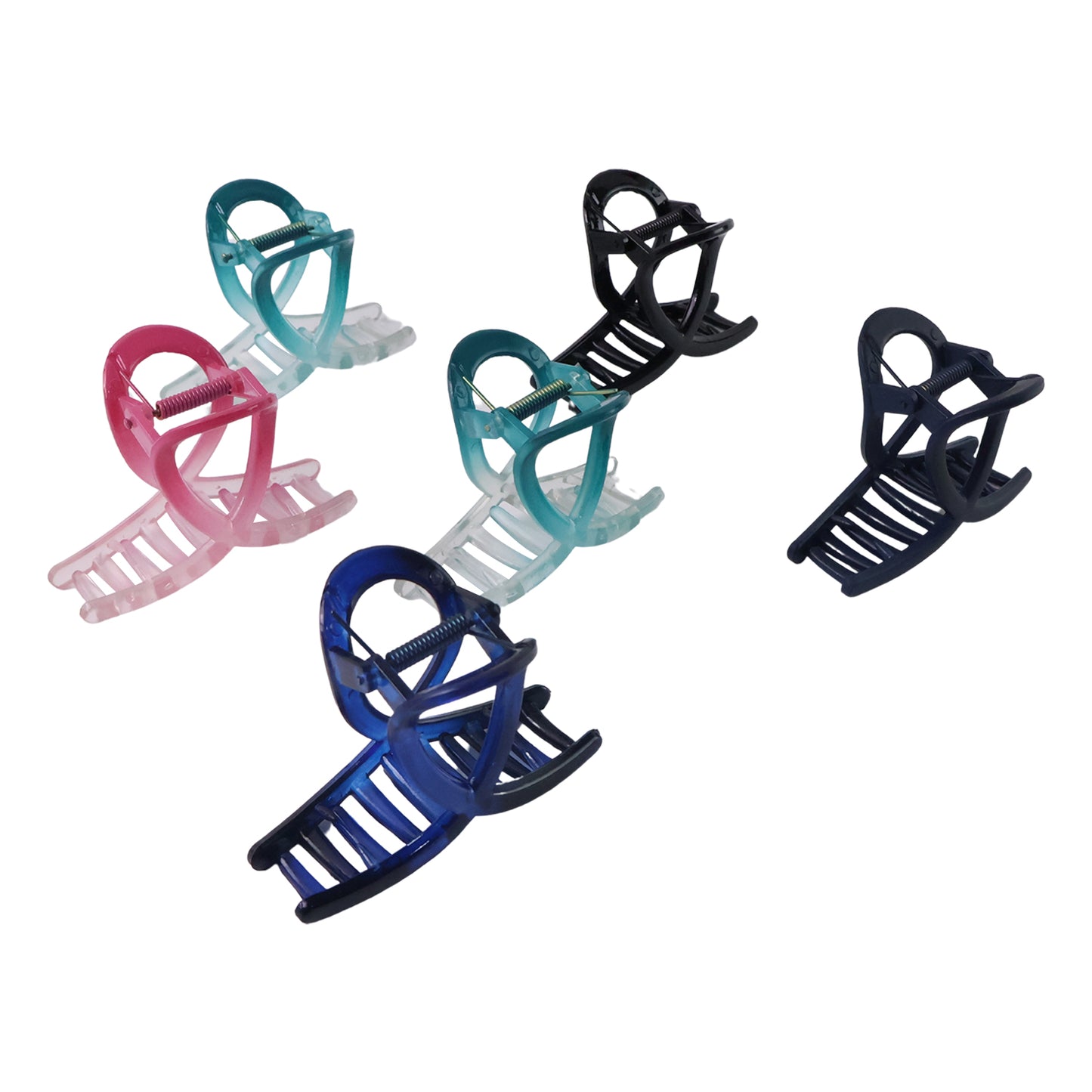 12 Pc Matte Finish Plastic Hair Clamps - Assorted Designs for Women