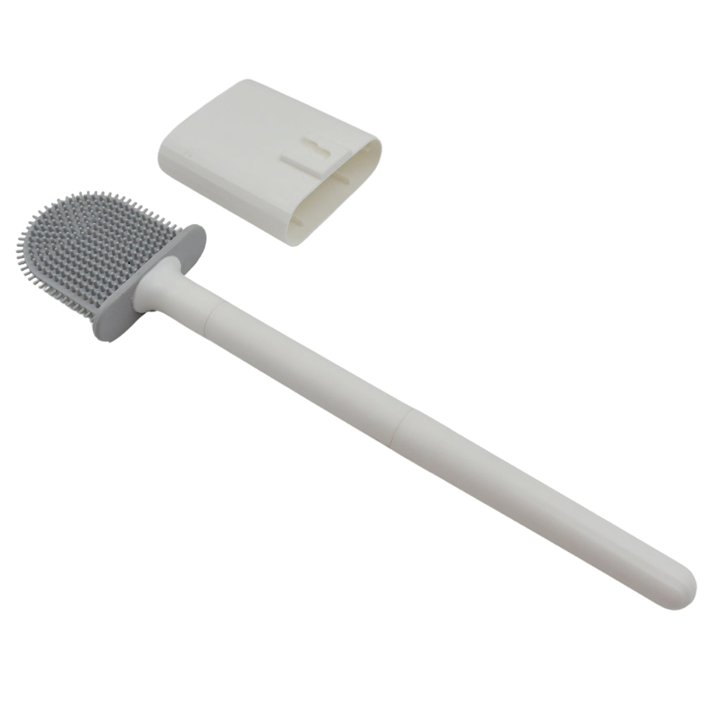Portable Silicone Toilet Brush With Holder Flex Toilet Brush - Wall Mounted Anti-drip Set Toilet Cleaner Brush  Non-slip Long Handle Toilet Brush Pack Of 1 - Happy Price - Image 4