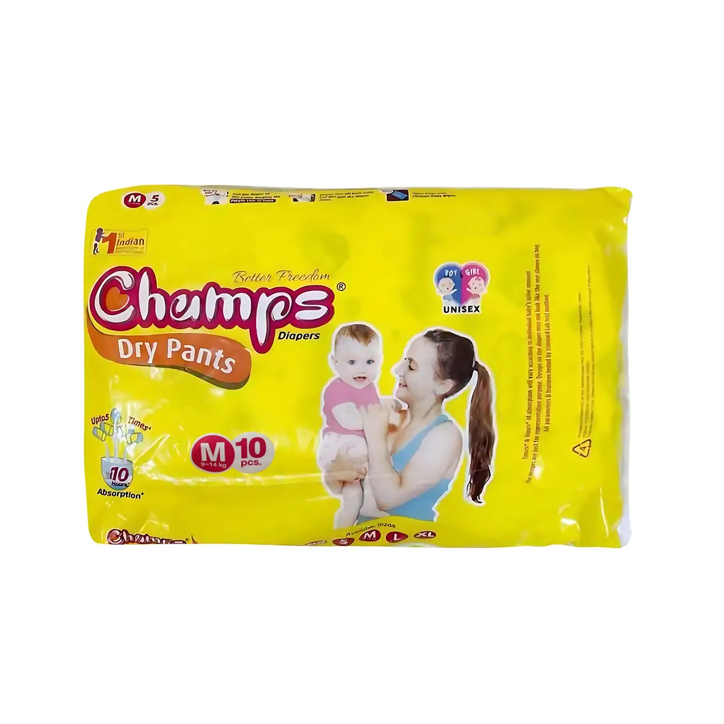 Medium Champs Dry Pants Style Diaper- Medium (10 Pcs) Best For Travel  Absorption Champs Baby Diapers Champs Soft And Dry Baby Diaper Pants (M 10 Pcs ) - Happy Price - Image 4
