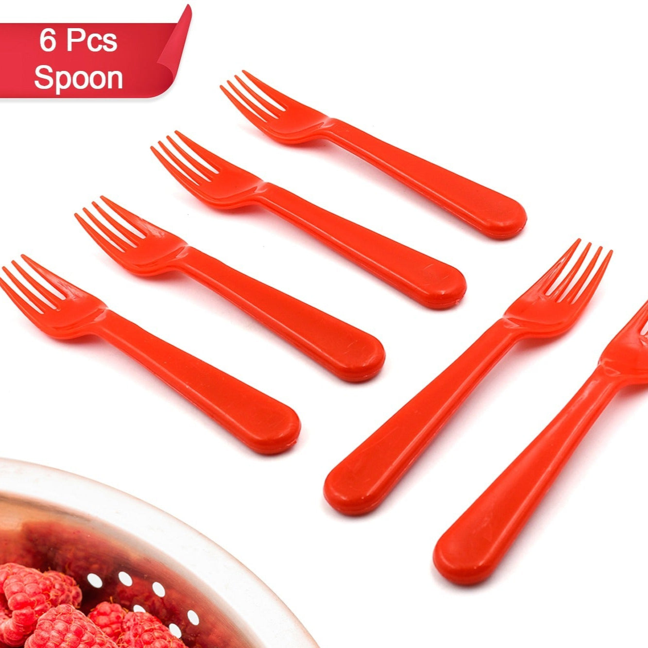 Plastic Fork Spoon Fork Spoon Set Fruit Fork Spoon Set  Baby Fork Spoonvegetable Fork Spoon Plastic Salad Spoon Dessert Spoon (6pc Set) - Happy Price - Image 1