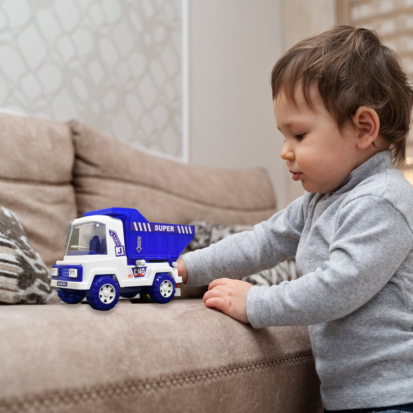 Big Size Friction Powered Dumper Toy Truck For Kids.  With Opening Container Feature.  Strong  Durable Plastic Material.  Indoor  Outdoor Play.  Miniature Scaled Models Truck - Happy Price - Image 6