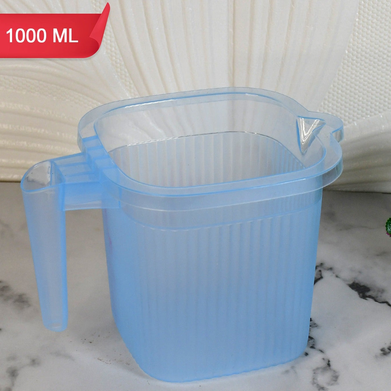 Plastic Square Transparent  Bath Water Mug (1 Pc  1000 Ml  Mix Color) - Happy Price - Image 1
