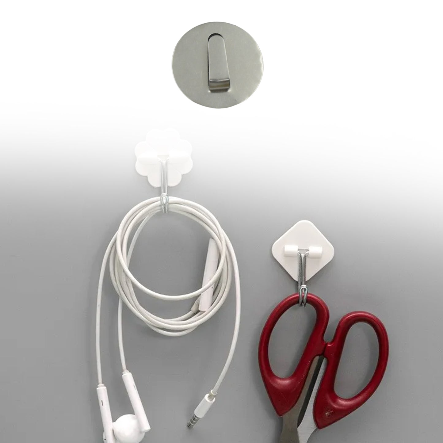 Multipurpose Steel Wall Hanging Hook 12 Pc Self Adhesive Wall Hanging Hooks Sticker Hook Suitable For Wall Paper Calender Bathroom Tiles Kitchen Key Hange And Etc Hook 12  (Pack Of 12) - Happy Price - Image 3