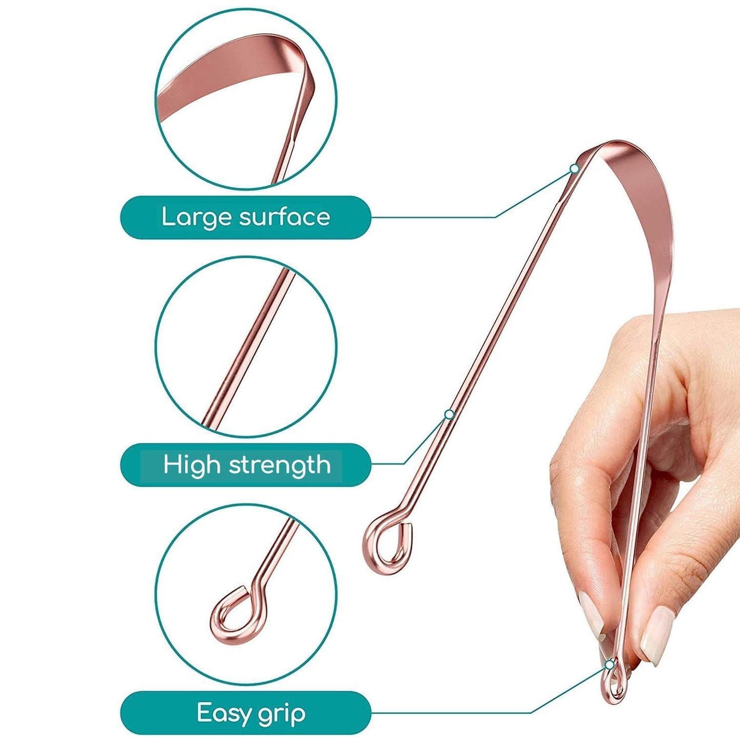 Tongue Cleaner For Kids  Adults  Tongue Scraper For Bad Breath Maintain Oral Hygiene For Daily Use  For Fresh Breath  Bacteria Removal  Improved Taste (Steel Copper Tongue Cleaner  1 Pc) - Happy Price - Image 4