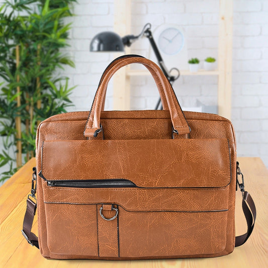 Premium Faux Leather Multipurpose Messenger Briefcase With Shoulder Strap (1 Pc) - Happy Price - Image 1