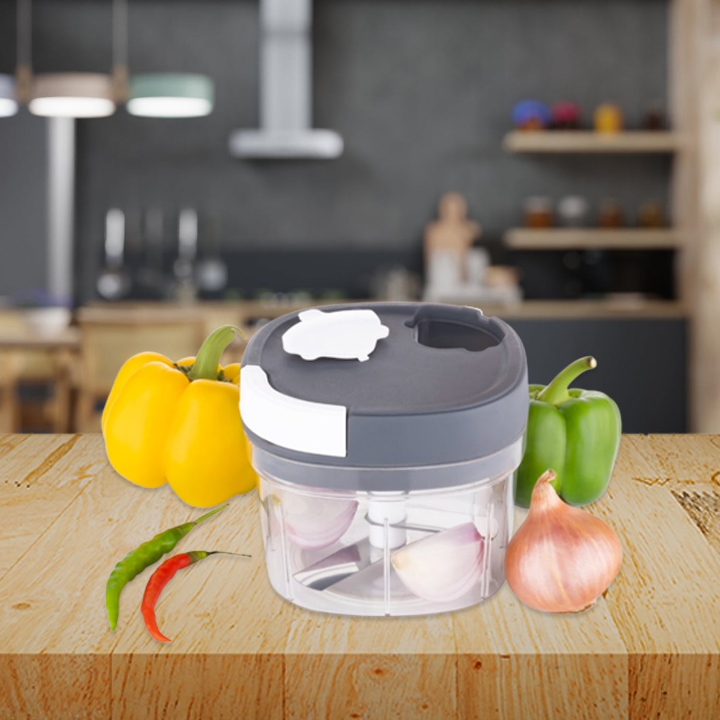 2in1 Handy Chopper And Slicer For Home  Kitchen (600ml Capacity) - Happy Price - Image 5