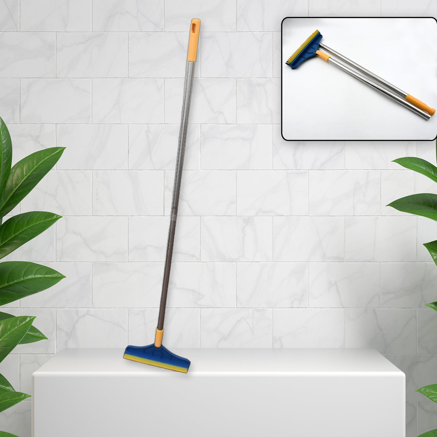 2 In 1 Cleaning Brush Long Handle Floor Brush Rotatable Cleaning Brush For Bathroom Kitchen 120 Degree Triangular Rotating Brush Head With Wiper - Happy Price - Image 6