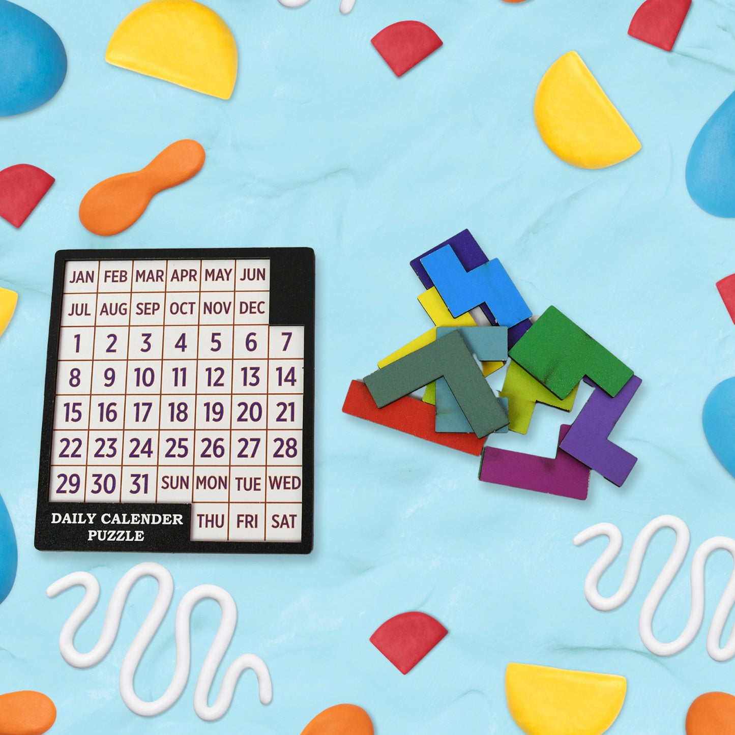 Wooden Daily Calendar Puzzle (Multicolor  1 Set) - Happy Price - Image 5