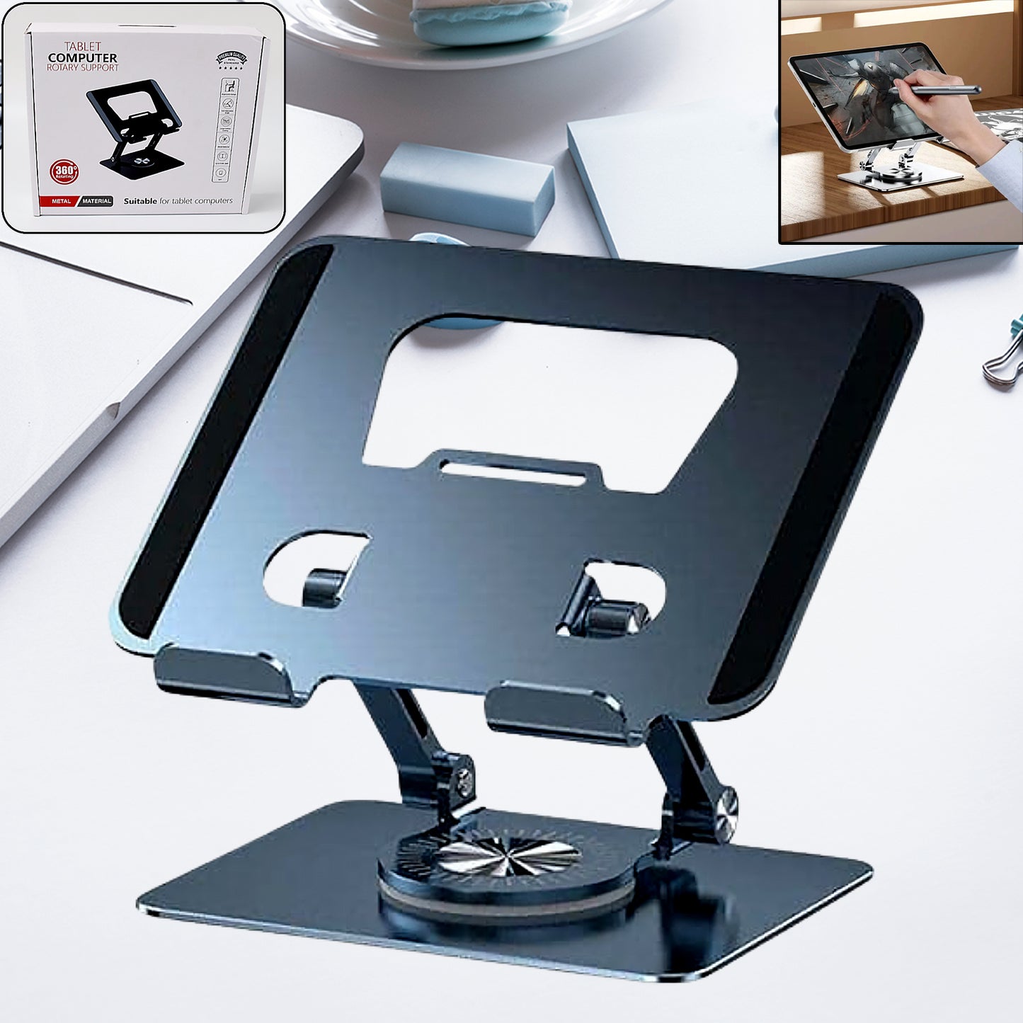 Aluminum Alloy 360rotating Bracket Adjustable Laptop Stand Portable Foldable Ergonomic Laptop Support - Happy Price - Image 2