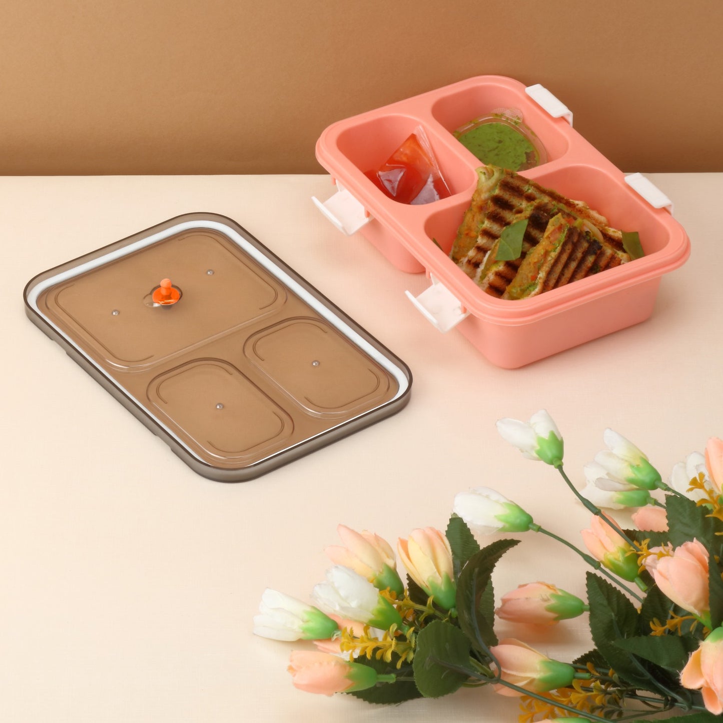 Plastic Lunch Box For Kids Lunch Box For Kids 3 Compartment Insulated Lunch Box Tiffin Box For Boys Girls School  Office Men (3 Compartment Lunch Box) - Happy Price - Image 2