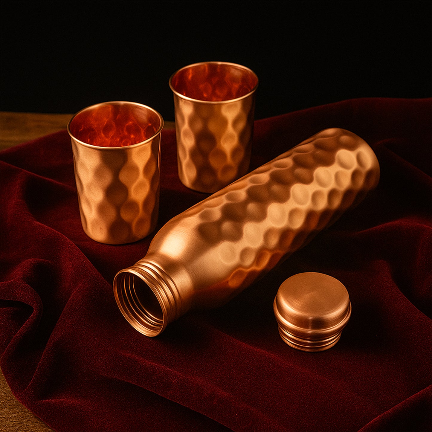 Copper Water Bottle 2 Glasses With Gift Box (3 Pcs Set) - Happy Price - Image 3