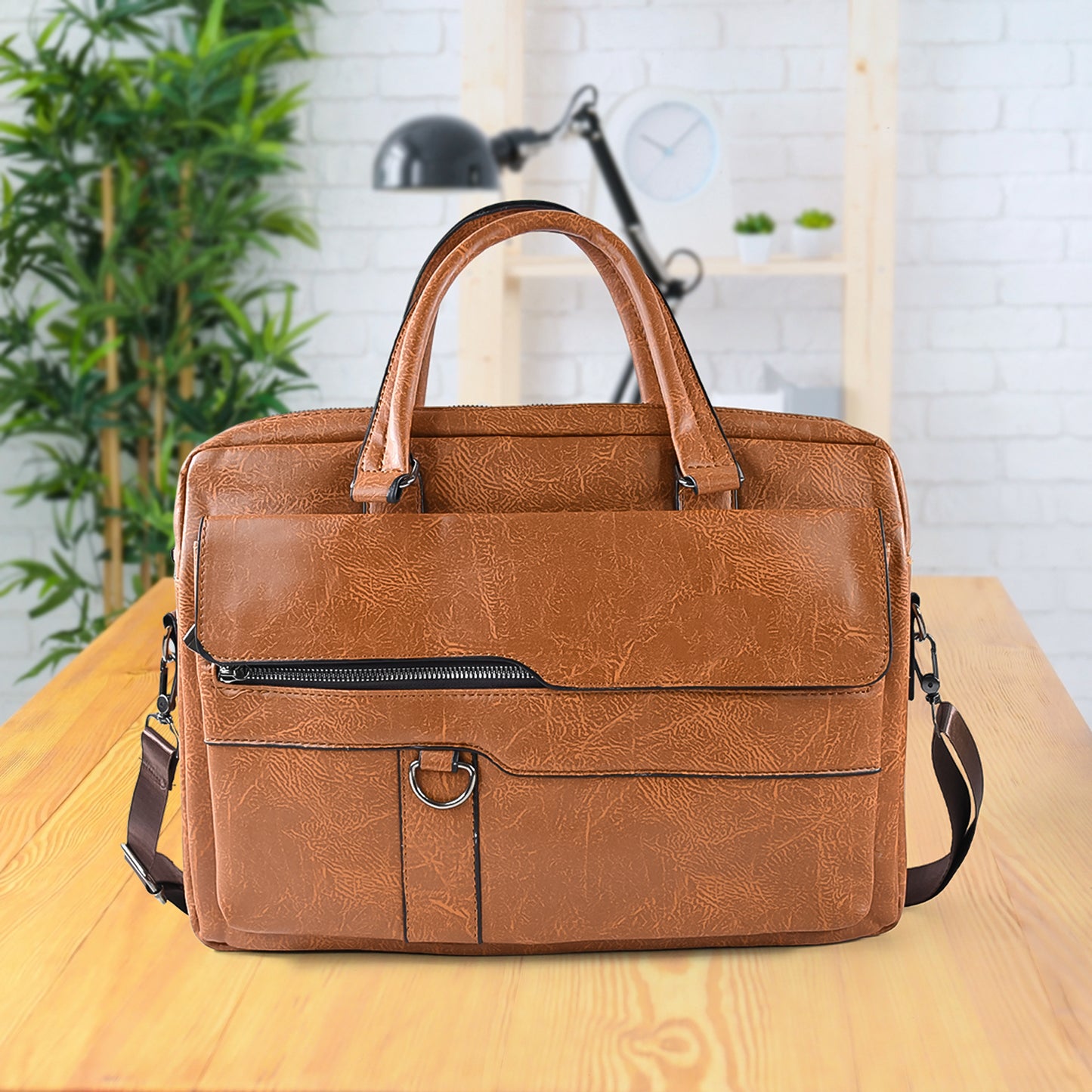 Premium Faux Leather Multipurpose Messenger Briefcase With Shoulder Strap (1 Pc) - Happy Price - Image 3