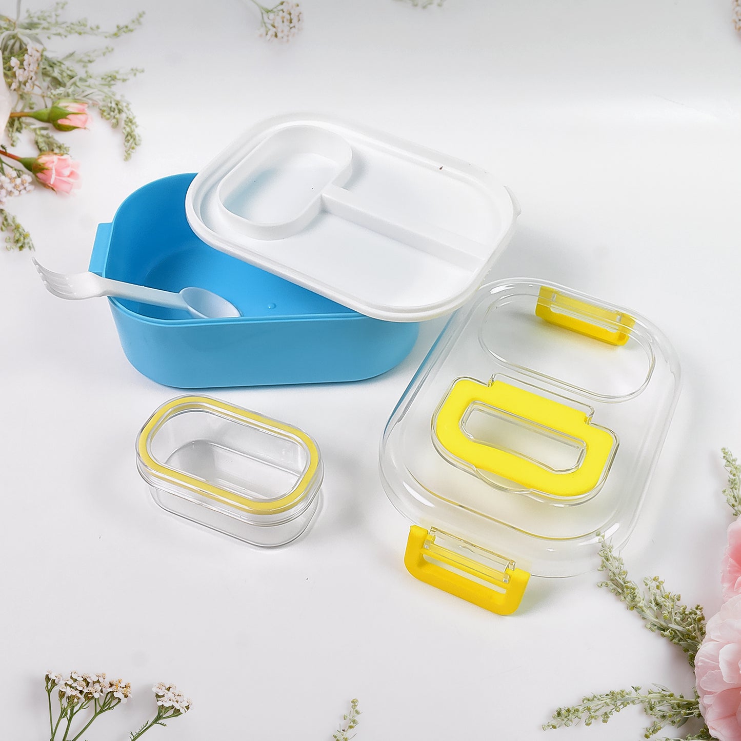 Durable Plastic Lunch Box For Kids With 2 In 1 Spoon Fork (1 Pc) - Happy Price - Image 5