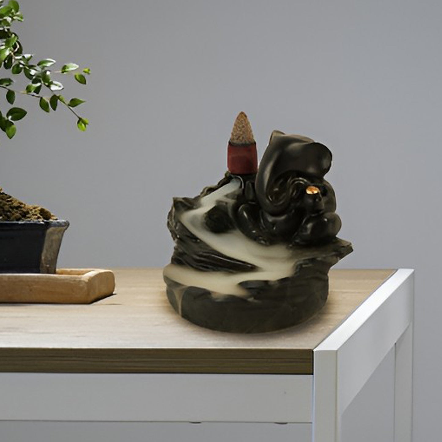 Smoke Fountain Ganesha Idol Decoration Items With 8 Pc Backflow Incense Cones Sticks (1 Pc) - Happy Price - Image 3