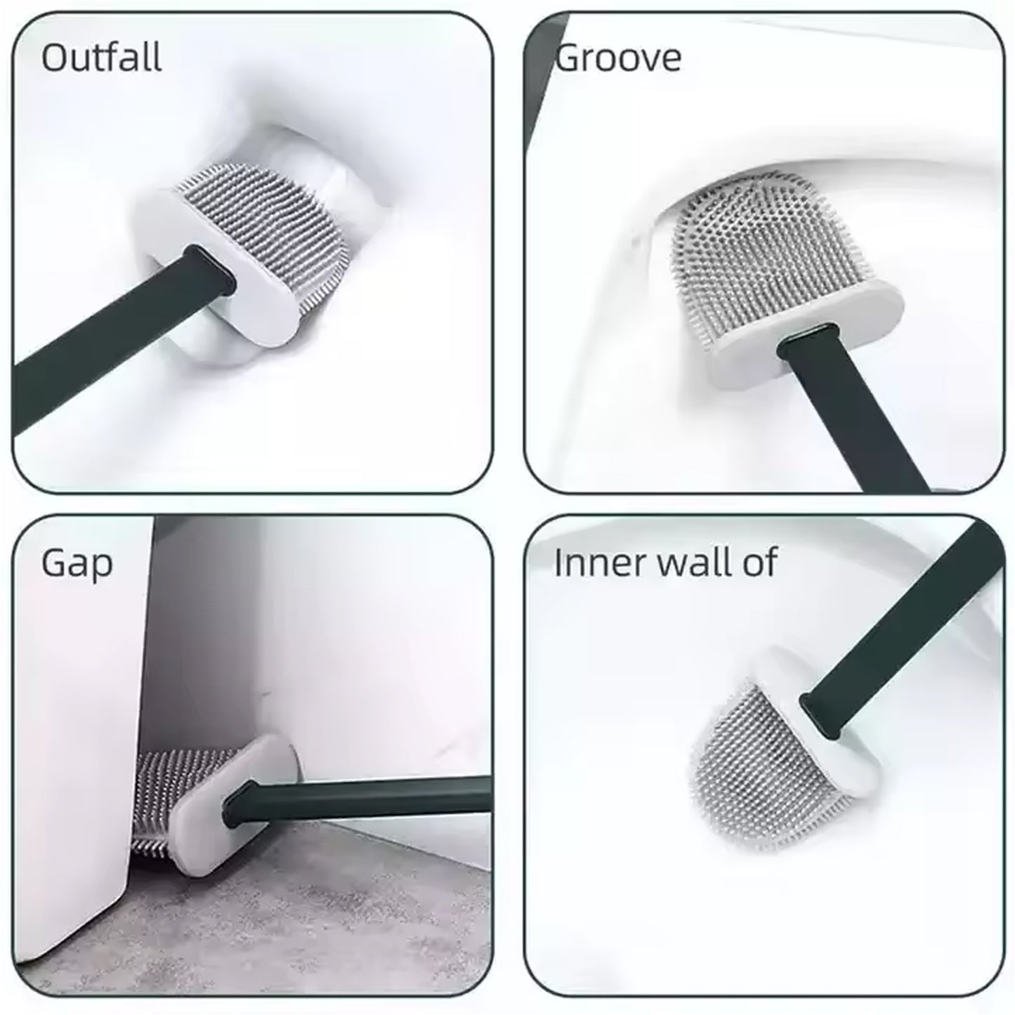Portable Silicone Toilet Brush With Holder Flex Toilet Brush - Wall Mounted Anti-drip Set Toilet Cleaner Brush  Non-slip Long Handle Toilet Brush Pack Of 1 - Happy Price - Image 5