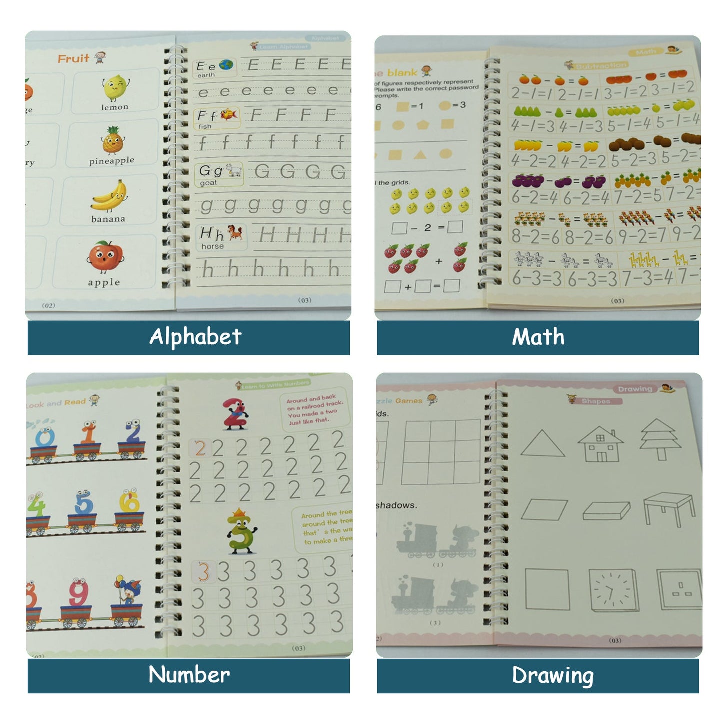 4 Pc Magic Copybook Widely Used By Kids Childrens And Even Adults Also To Write Down Important Things Over It While Emergencies Etc. - Happy Price - Image 6
