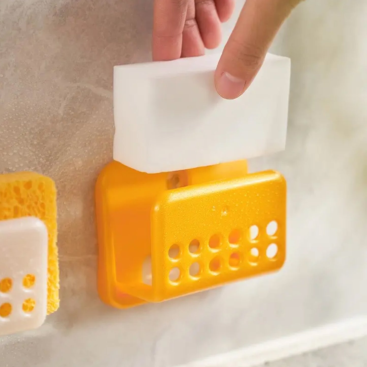 Self Adhesive Sponge Holder No-drilling Soap Holder For Shower Bathroom Kitchen Sponge Holder - Kitchen Sink Organizer - Sink Caddy - Soap Holder - Spoon Rest - Multipurpose Use - Happy Price - Image 3