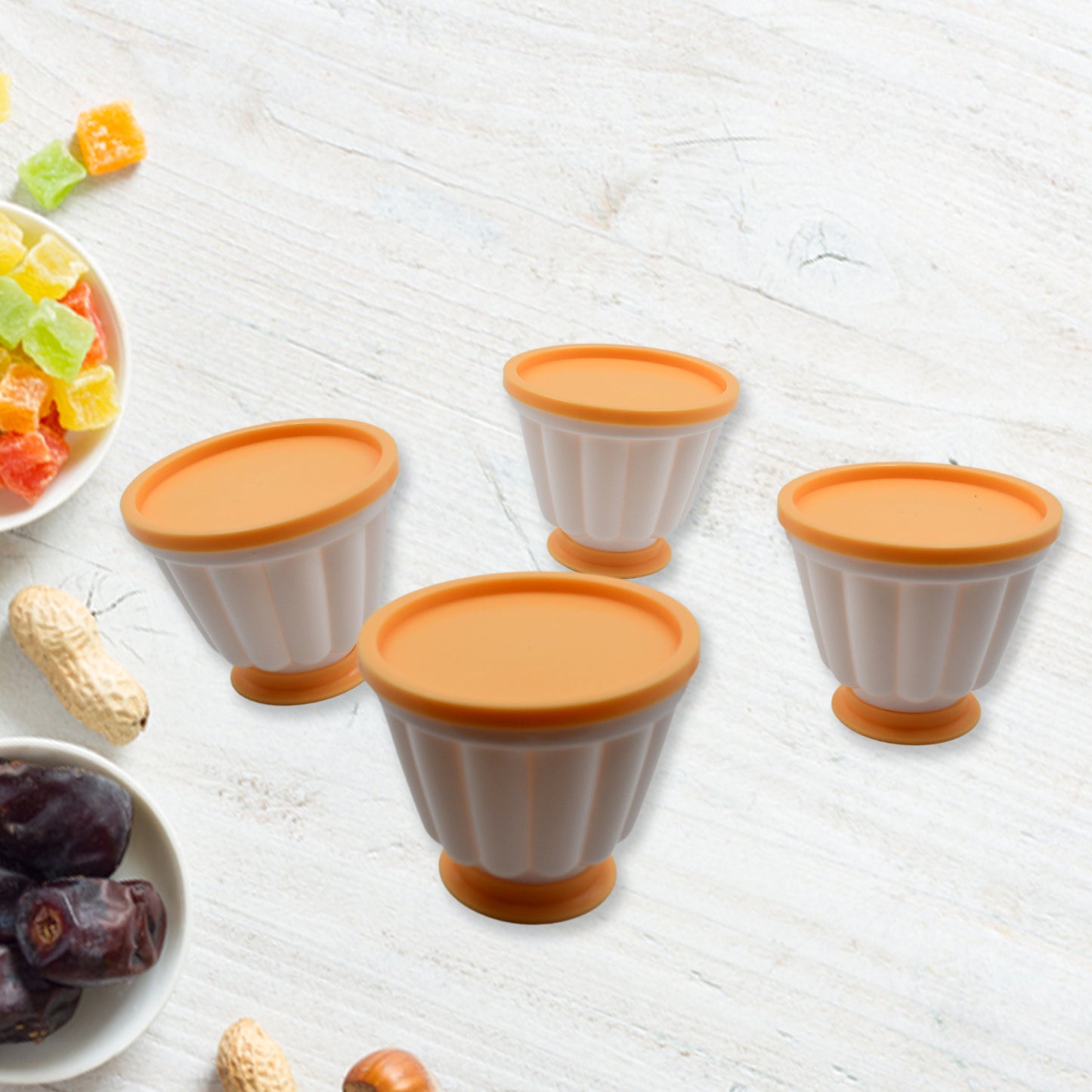 Pudding Molds Custard Mould Mould For Jelly Ice Creams Set Of 4 Cups With Lid - Happy Price - Image 5