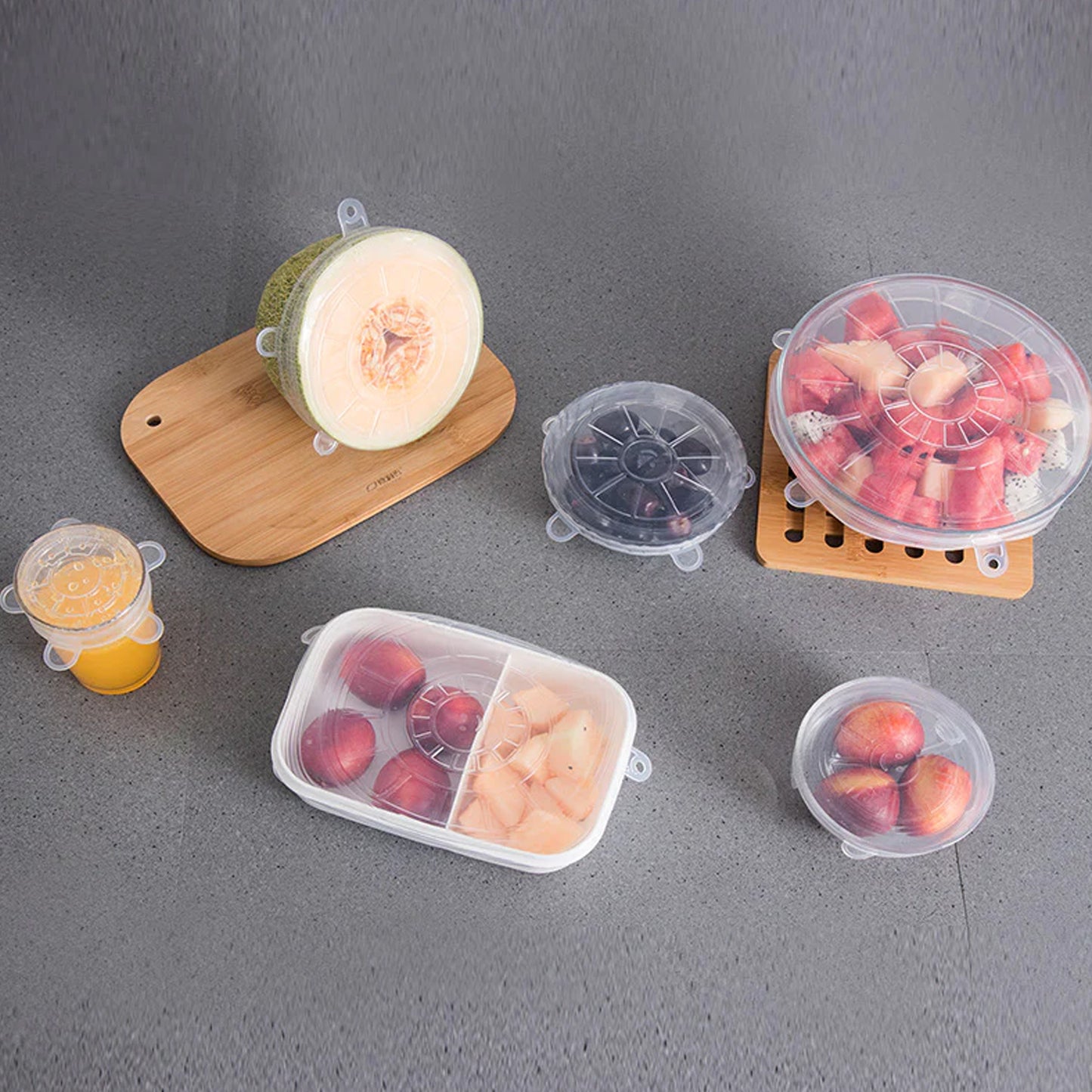 Silicone Stretch Lids Food Cover For Freezer Microwave Oven Dishwasher Safe Fresh-keeping Flexible Covers For Utensils Dishes Plates Jars Cans Mugs Bowl Covers Food Safety Seal Lids (6 Pcs Set 95 Gm ) - Happy Price - Image 7