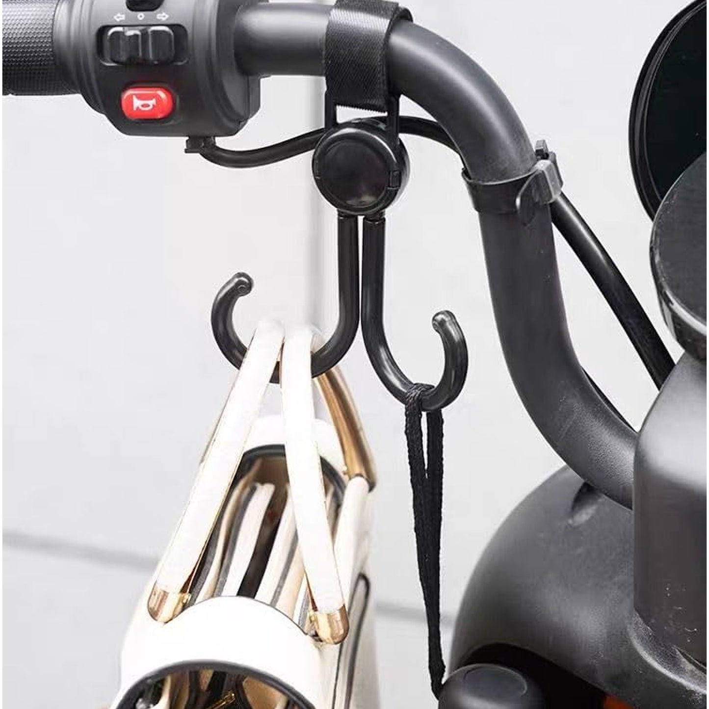 Multi-purpose Strong Pushchair Hook Clip Baby Carriage Hook 360degree Rotating Black Stroller Clip For Hanging Bag Baby Carriage Hook For Cars Wheelchairs Walking Aids Bicycles Shopping Trolley Bicycles (1 Pc) - Happy Price - Image 2