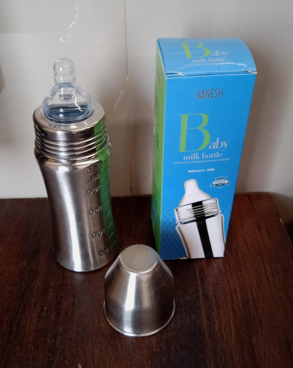 Ganesh Stainless Steel Baby Feeding Bottle Milk Bottle For New Born  Infants  Toddler Up To 3 Years Bfa Free (250 Ml Approx) - Happy Price - Image 2