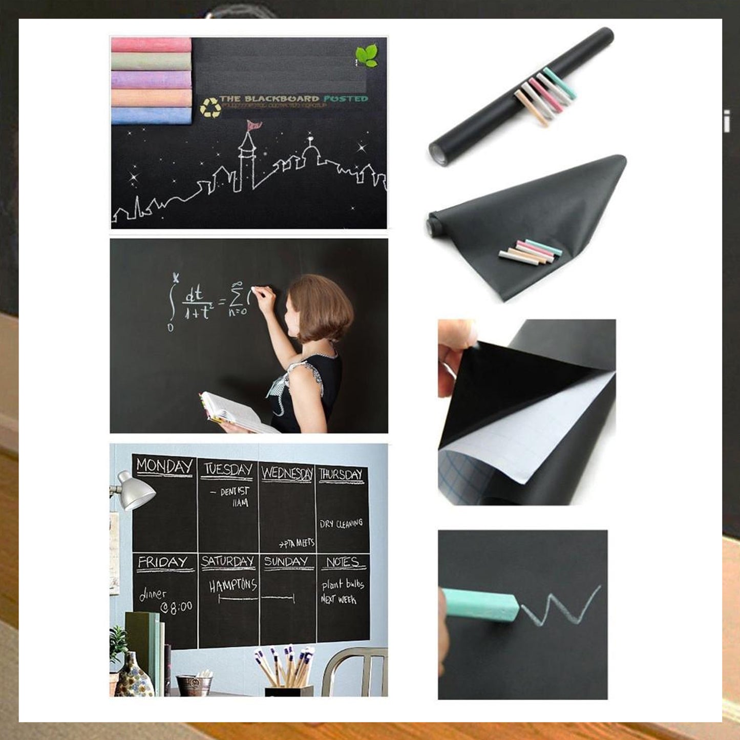 Blackboard Erasable Wall Sticker Chalkboard Sticker Removable Blackboard Wall Stickers Mural For Kids Room - Happy Price - Image 4