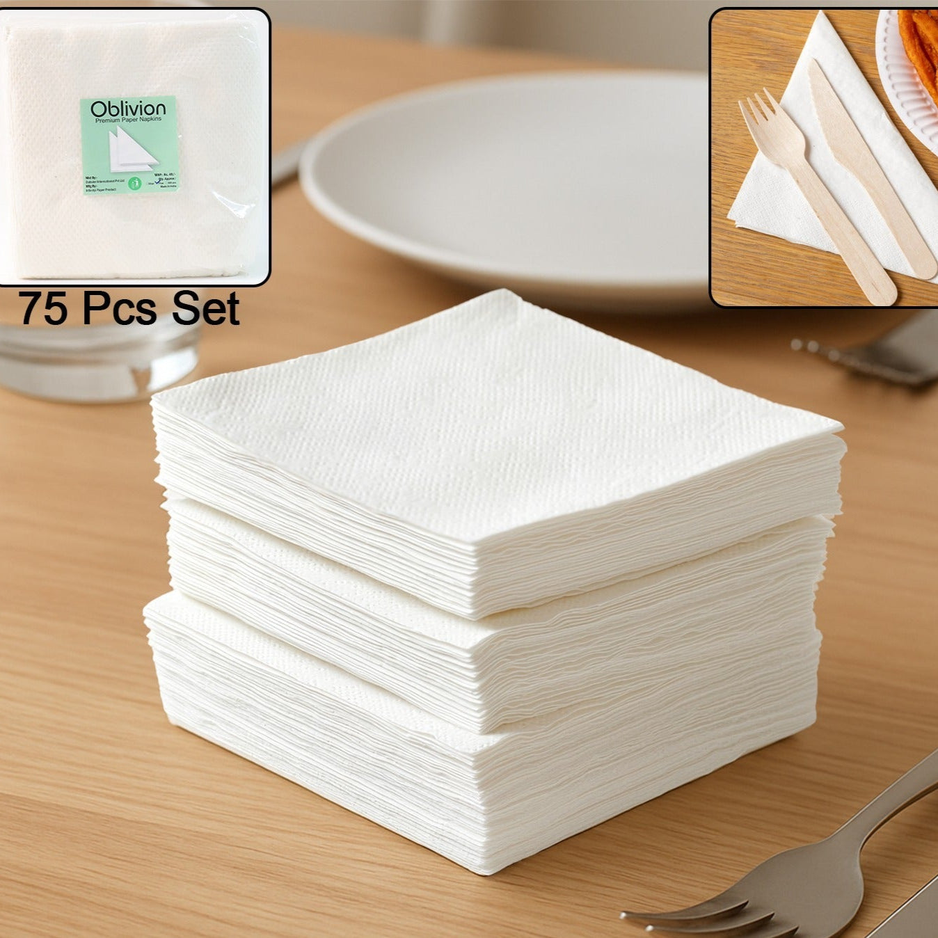 Soft Absorbent Paper Napkins - 75 Piece Pack