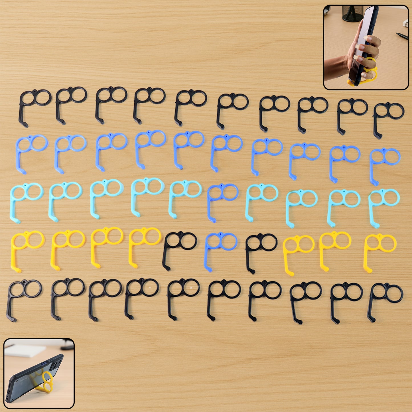 Plastic Hand Mobile Stand (Mix Color  50 Pc) - Happy Price - Image 1