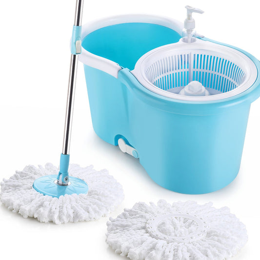 Plastic Spinner Bucket Mop 360 Degree Self Spin Wringing With 2 Absorbers For Home And Office Floor Cleaning Mops Set - Happy Price - Image 1