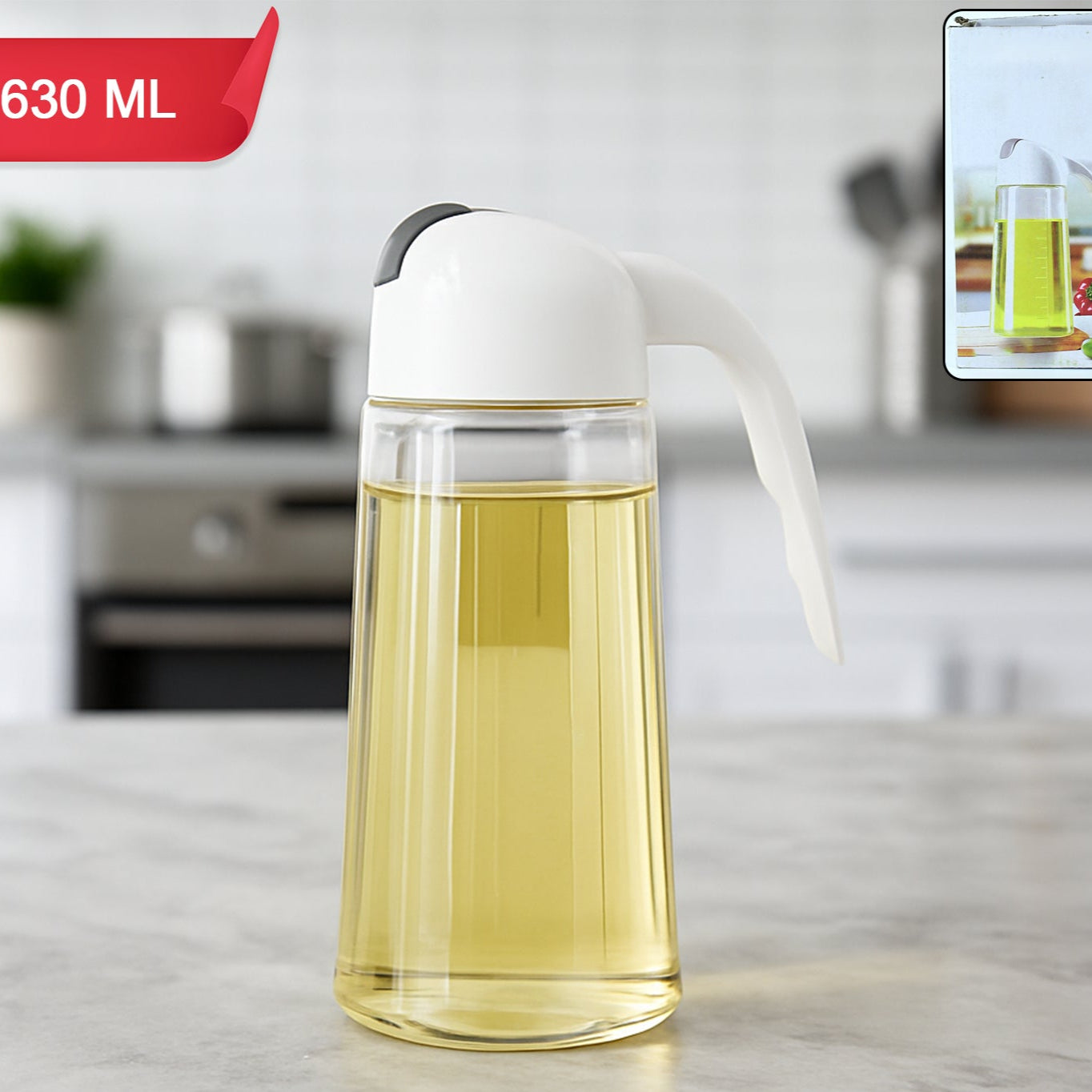 Automatic Glass Oil Dispenser Bottle - 630ml Kitchen Pourer
