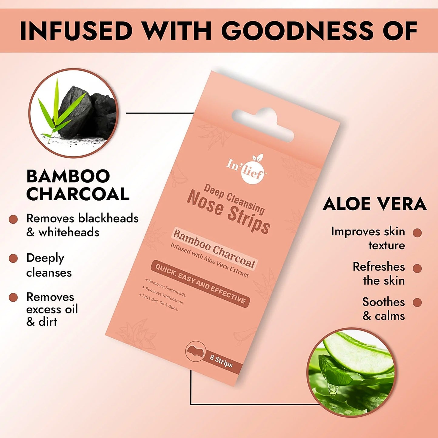 Inlief Bamboo Charcoal Nose Strips for Deep Cleansing - 8 Count - Happy Price - Image 3