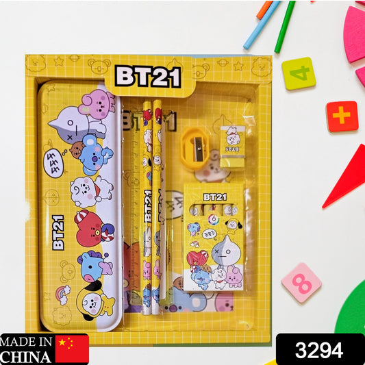 Stationery Kit For Kids - Stationery Set Includes Metal Pencil Box Sharpener Pencil And Eraser Set School Supply Set Birthday Return Gift For Kids Boys Girls (12 Pc Set) - Happy Price - Image 1