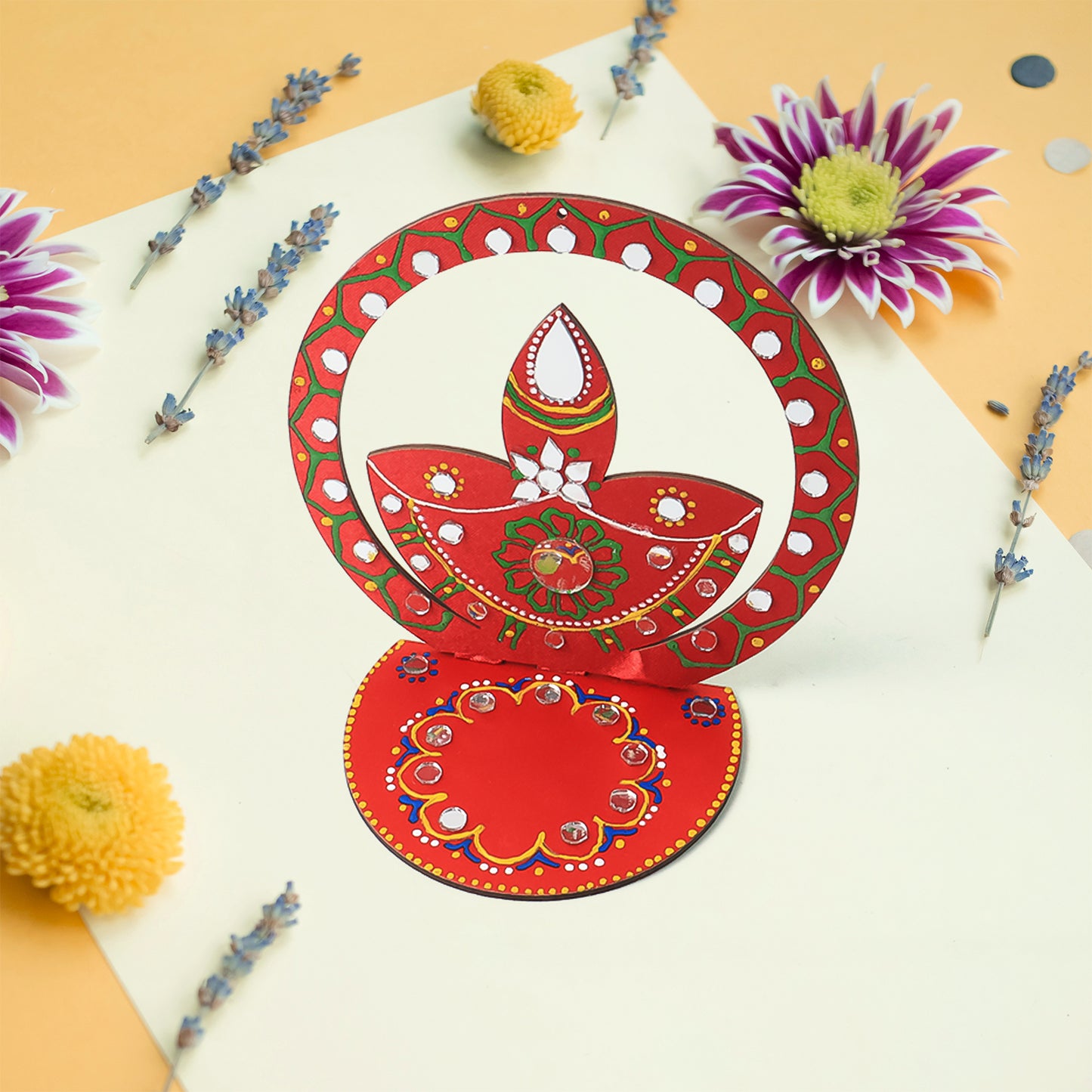 Handcrafted Wooden Decorative Diya Stand (1 Pc) - Happy Price - Image 5