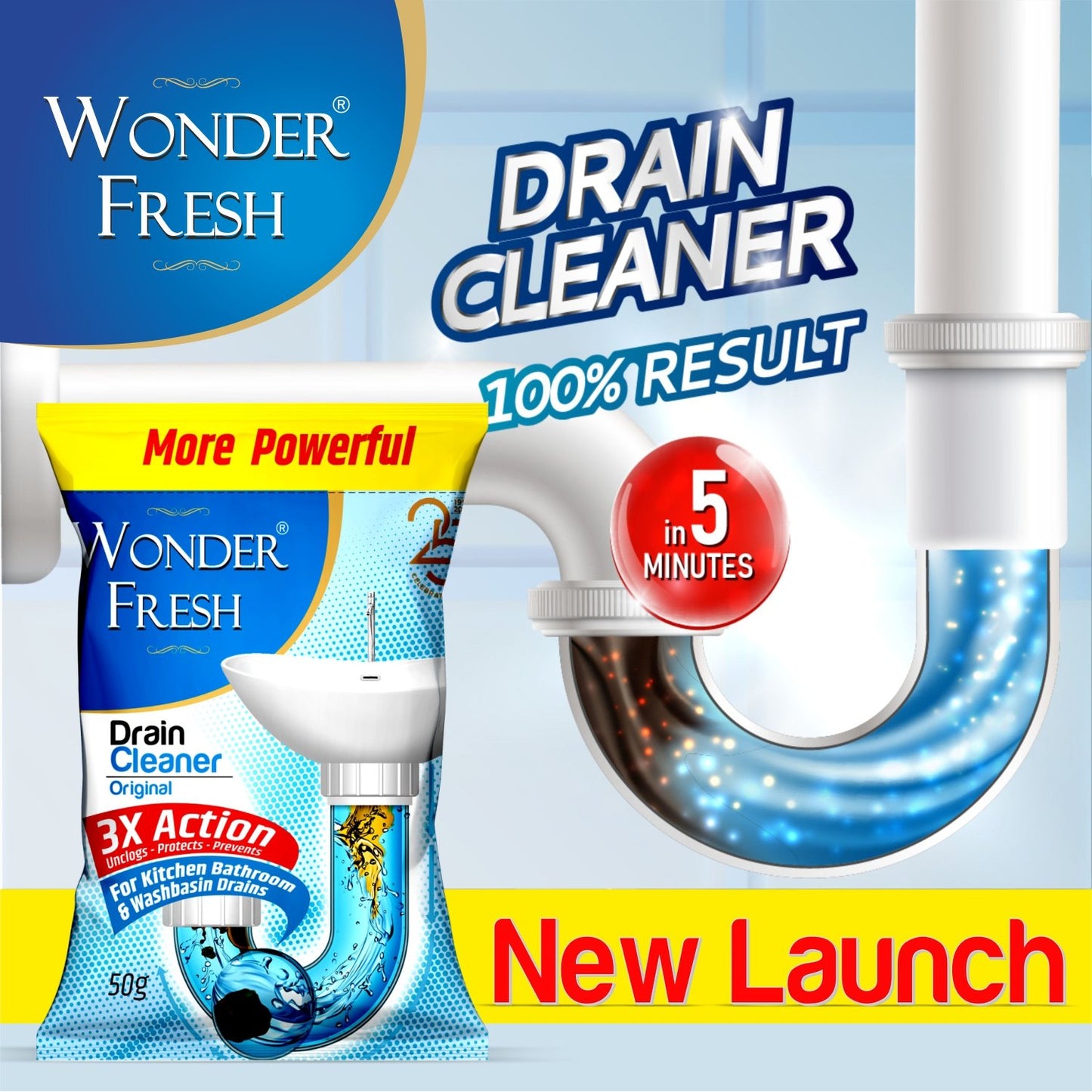 All Pipe Safe Drain Cleaner Powder Clear Clogged Sinks  Pipes 50 Gram Pack - Happy Price - Image 2
