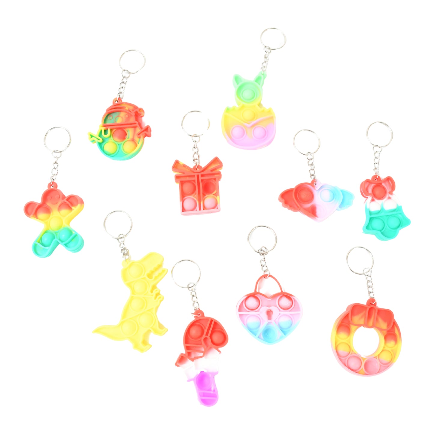 Compact Silicone Pop It Keychain Toy - Birthday Return Gift Of Kids - Portable Bubble Popping Fun Stress Relief Fidget Toy (Mix Design  1 Pc) - Happy Price - Image 3